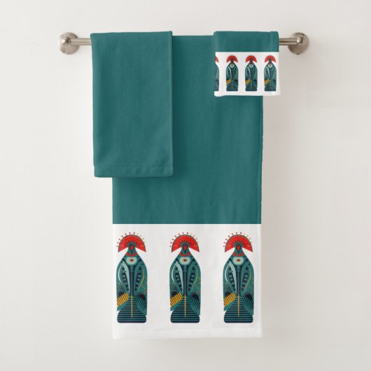 Naïf Oiseau Rouge plumes Vert Robe Bordure (En situation)