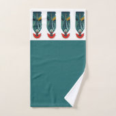 Naïf Oiseau Rouge plumes Vert Robe Bordure (Serviette à main)