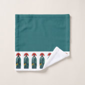 Naïf Oiseau Rouge plumes Vert Robe Bordure (Gant de toilette)