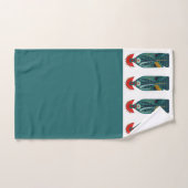 Naïf Oiseau Rouge plumes Vert Robe Bordure (Serviette à main)