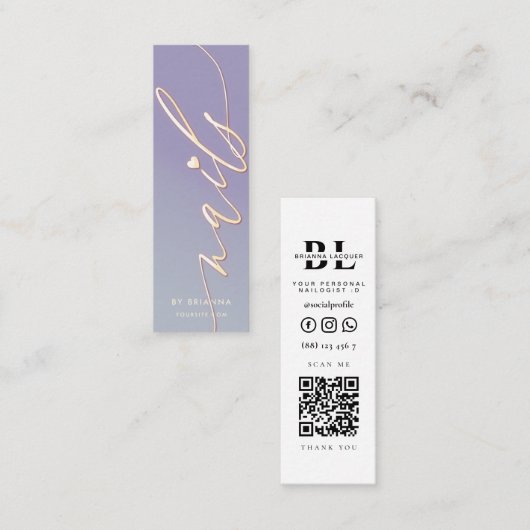 Nail Art Beauty Salon Manicure Specialist Mini Visitekaartje (Voorkant / Achterkant)