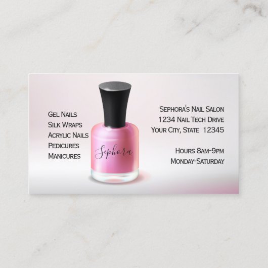 Nail Art Technicier - Fuchsia Nail Pools Visitekaartje (Achterkant)