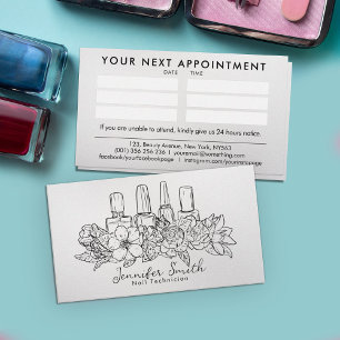 Nail Artist - bloemenlijn art illustratie Visitekaartje