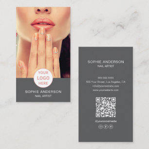 Nail Artist Custom Logo Foto Grijs Visitekaartje
