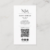 Nail Artist Elegant Script Photo Monogram QR Code Visitekaartje (Achterkant)