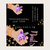 Nail Artist Glow Script Hand Drawn Appointing Visitekaartjes (Buitenkant ongevouwen)