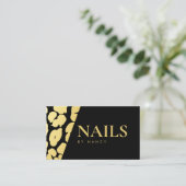 Nail Artist Gold Leopard Print Visitekaartje (Staand voorkant)
