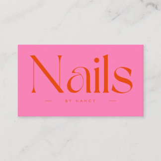 Nail Artist Hot Pink Red Typography  Visitekaartje