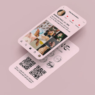 Nail Artist Manicurist Pink IG Loyalty Kaart Visitekaartje