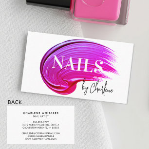 Nail Artist Modern Script Typografie Roze Pools Visitekaartje