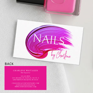 Nail Artist Moderne Typografie Hot Pink Polish Visitekaartje
