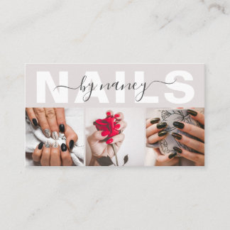 Nail Artist Photo Collage Qr Code Logo Pearl Pink Visitekaartje