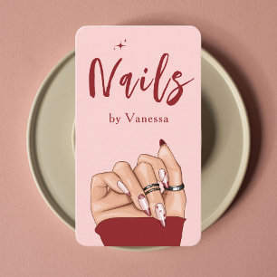 Nail Artist Salon Roze QR Code Chic Visitekaartje