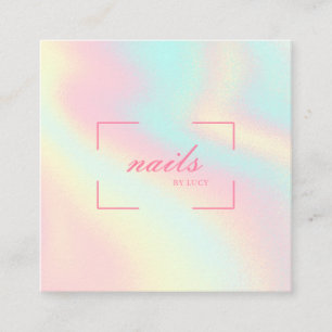 Nail Bar Lady Boss Salon Holographic Vierkante Visitekaartje