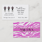 "Nail Diva" Carte de visite de technicien de ongle (Devant / Derrière)