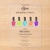 Nail Manicure Pedicure Mani Pedi Girl Spa Birthday Acryl Uitnodigingen (Voorkant)