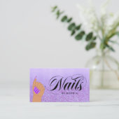 Nail Manicure Tech Paars Glam Glitter Nail Artist Visitekaartje (Staand voorkant)