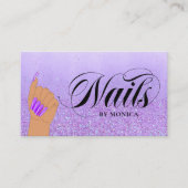 Nail Manicure Tech Paars Glam Glitter Nail Artist Visitekaartje (Voorkant)