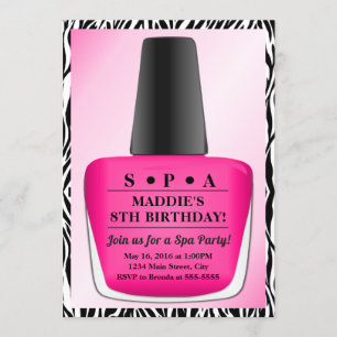 Nail Polish Verjaardag Uitnodiging Pink Spa Party