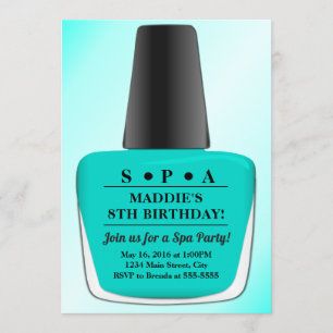 Nail Polish Verjaardagsuitnodiging Blauwgroen Spa  Kaart