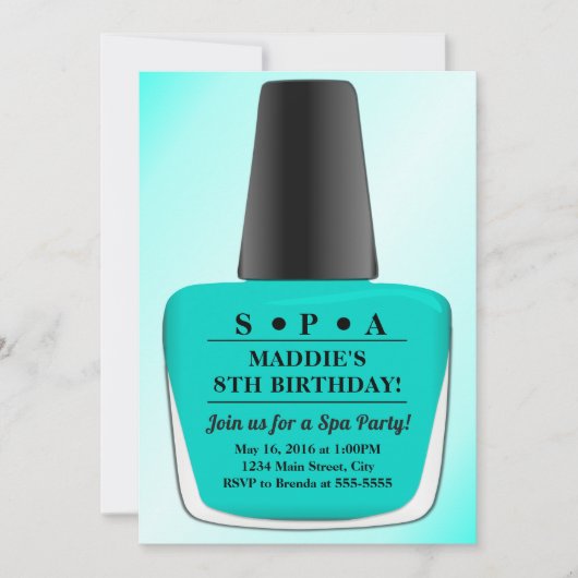 Nail Pologne Anniversaire Invitation Spa Turquoise (Devant)
