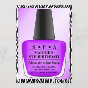 Nail Pools Birthday Invitation Paars Nail Pools Kaart