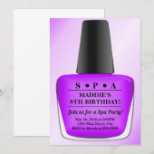 Nail Poolse Birthday Invitation Paars Spa Kaart (Voorkant / Achterkant)
