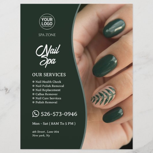 Nail Salon Bewerkbare Flyer (Voorkant)