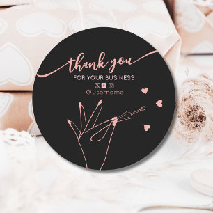 Nail Salon Business Branding Dankjewel Kaart Ronde Sticker