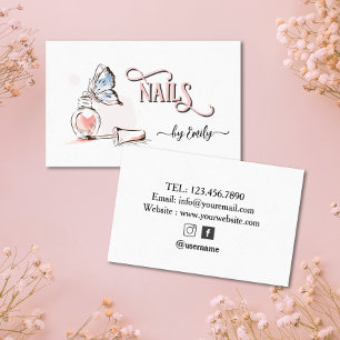 Nail Salon Butterfly Polish Manicurist Visitekaartje