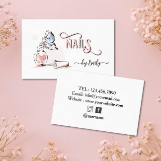 Nail Salon Butterfly Polish Manicurist Visitekaartje
