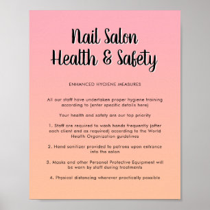 Nail Salon Health Pink Pastel Kleur Covid Safety Poster