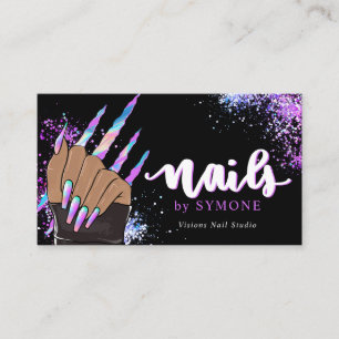 Nail Salon Holographic Glitter Nail Tech Beauty Visitekaartje