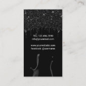 Nail Salon Manicurist Modern Black Glitter Drivers Visitekaartje (Achterkant)