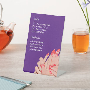 Nail Salon Menu Sjabloon Reclamebord Met Voetstuk