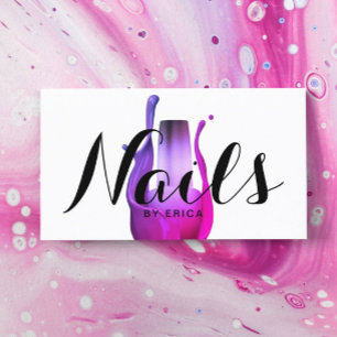 Nail Salon Modern Paarse Poolse bottelaar Visitekaartje
