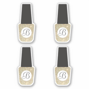 Nail Salon Monogram op Gold Glitter Nail Poolse Sticker