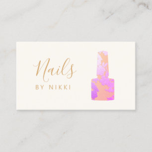 Nail Salon Pink Glitter Manicurist Visitekaartje