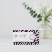Nail Salon Pink Zebra Print Monogram Visitekaartje (Staand voorkant)