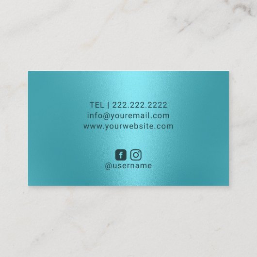 Nail Salon Poolse Manicurist Turquoise & Silver Visitekaartje (Achterkant)