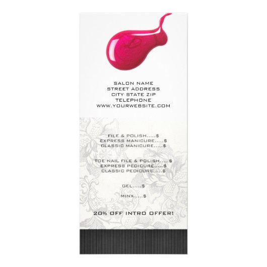 Nail Salon prijslijst Rack Kaarten (Voorkant)