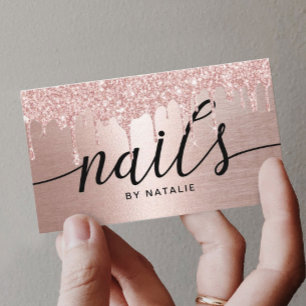 Nail Salon Roos Gold Glitter Drift Typografie Visitekaartje