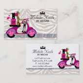 Nail Salon Scooter fille Carte de visite de mode (Devant / Derrière)