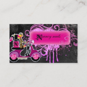Nail Salon Scooter Girl Glitter Poolse Zwemmen Visitekaartje