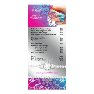 Nail Salon Technicia Floral Damask Pink Blue Reclamekaart
