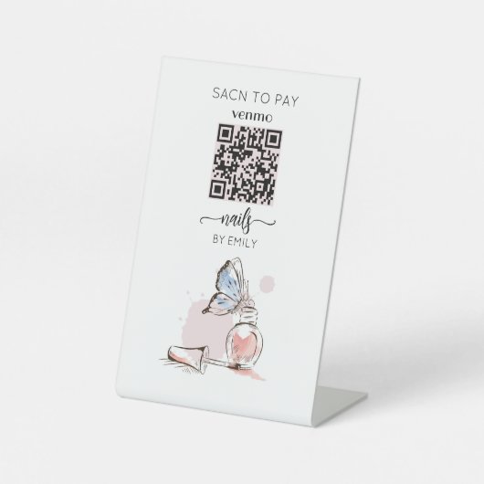 Nail Salon Venmo QR Code Betaling | Scannen naar b Reclamebord Met Voetstuk (Voorkant)