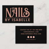 Nail Tech Artiste ongle rose Carte de visite noir (Devant / Derrière)