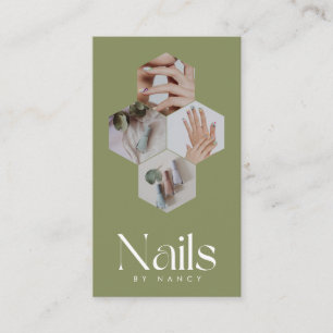 Nail Tech Bijenkorf Foto Qr Code Olijfgroen Visitekaartje