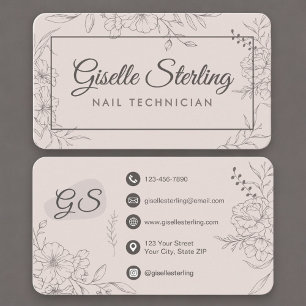 Nail Tech Blush Roze Bloem Visitekaartje