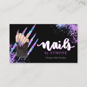 Nail Tech Bold Holographic Your Logo Carte de visi